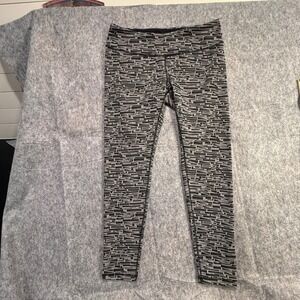 Lucy Womens XL Black Grey Geometric Print Activewear Leggings Yoga Pants